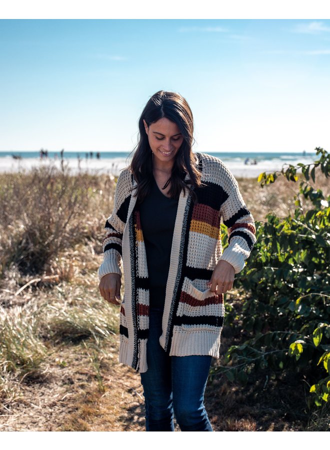 waffle knit open cardigan