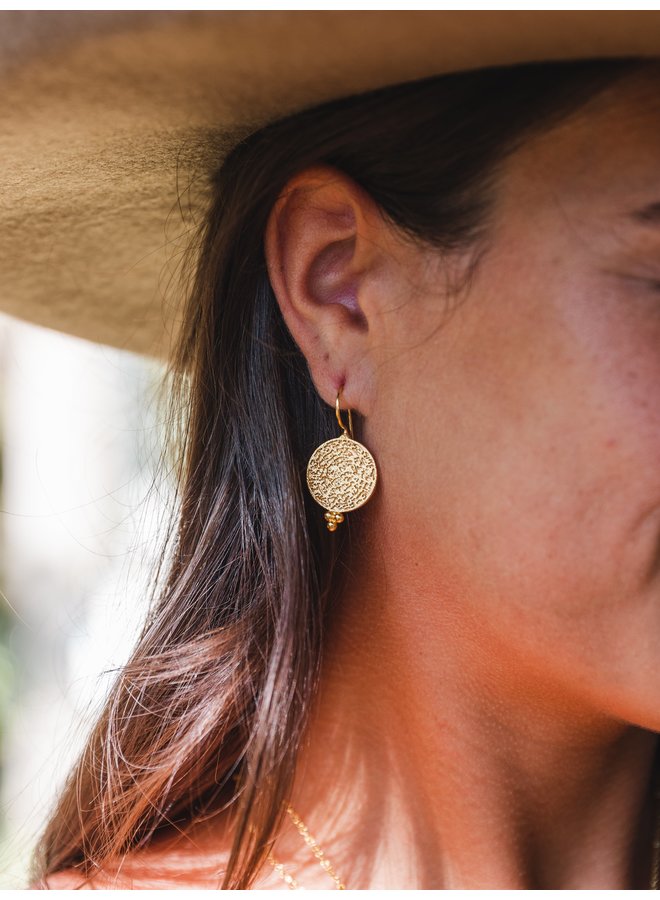 Roam Textured Gold Coin Earrings