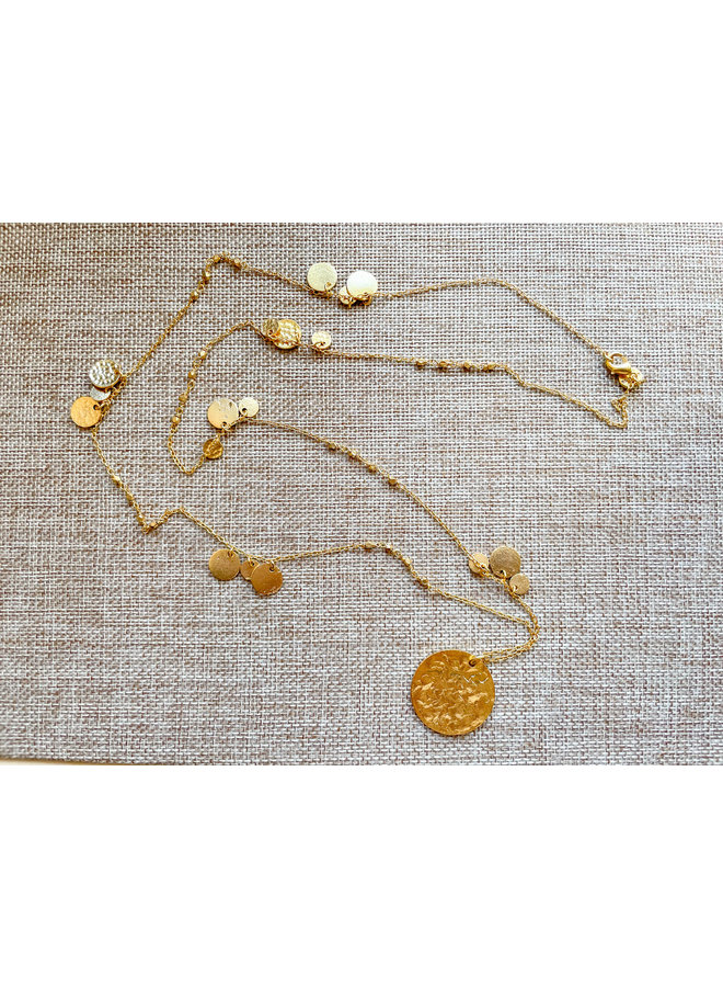 Long Gold Necklace w/ Coins