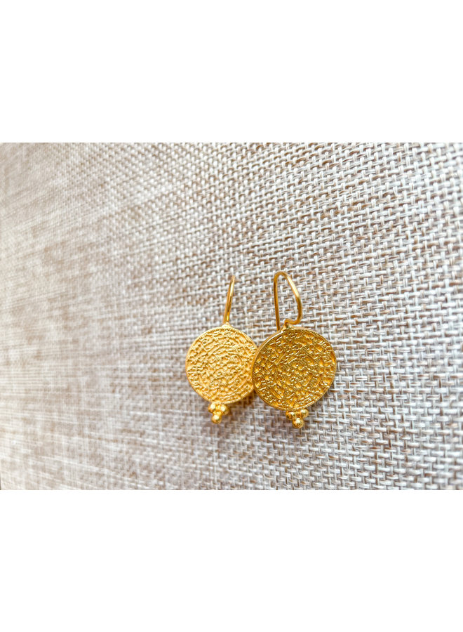 Textured Gold Coin Earrings