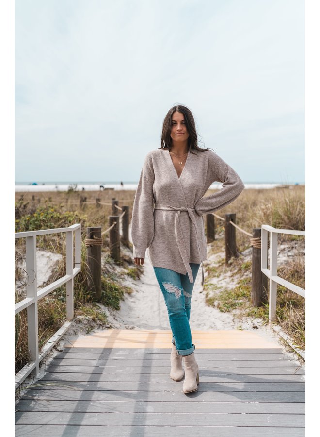 Soft \u0026 Cozy Taupe Belted Cardigan
