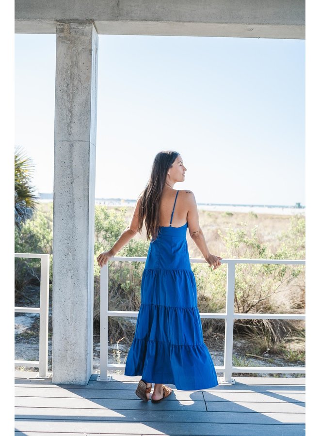 Royal Blue Waters Tiered Maxi