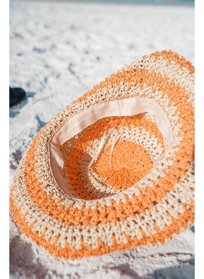 Orange Striped Summer Hat AS22HA40