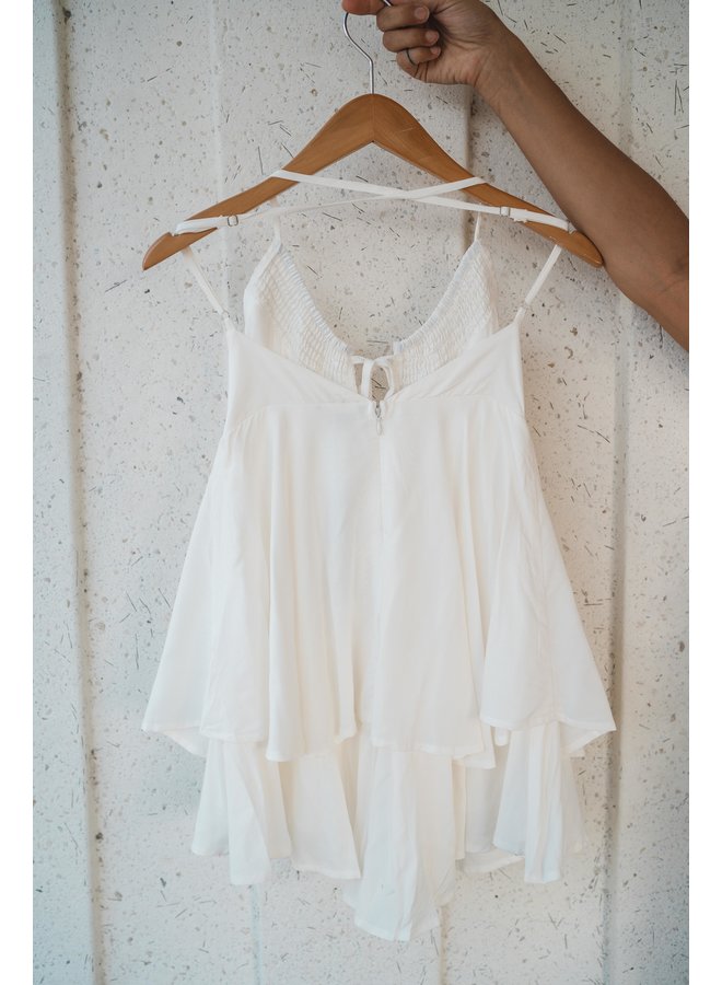 Avery White Tie Front Romper