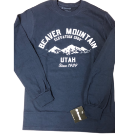 Ouray Faded Mountain Long Sleeve Navy T-Shirt