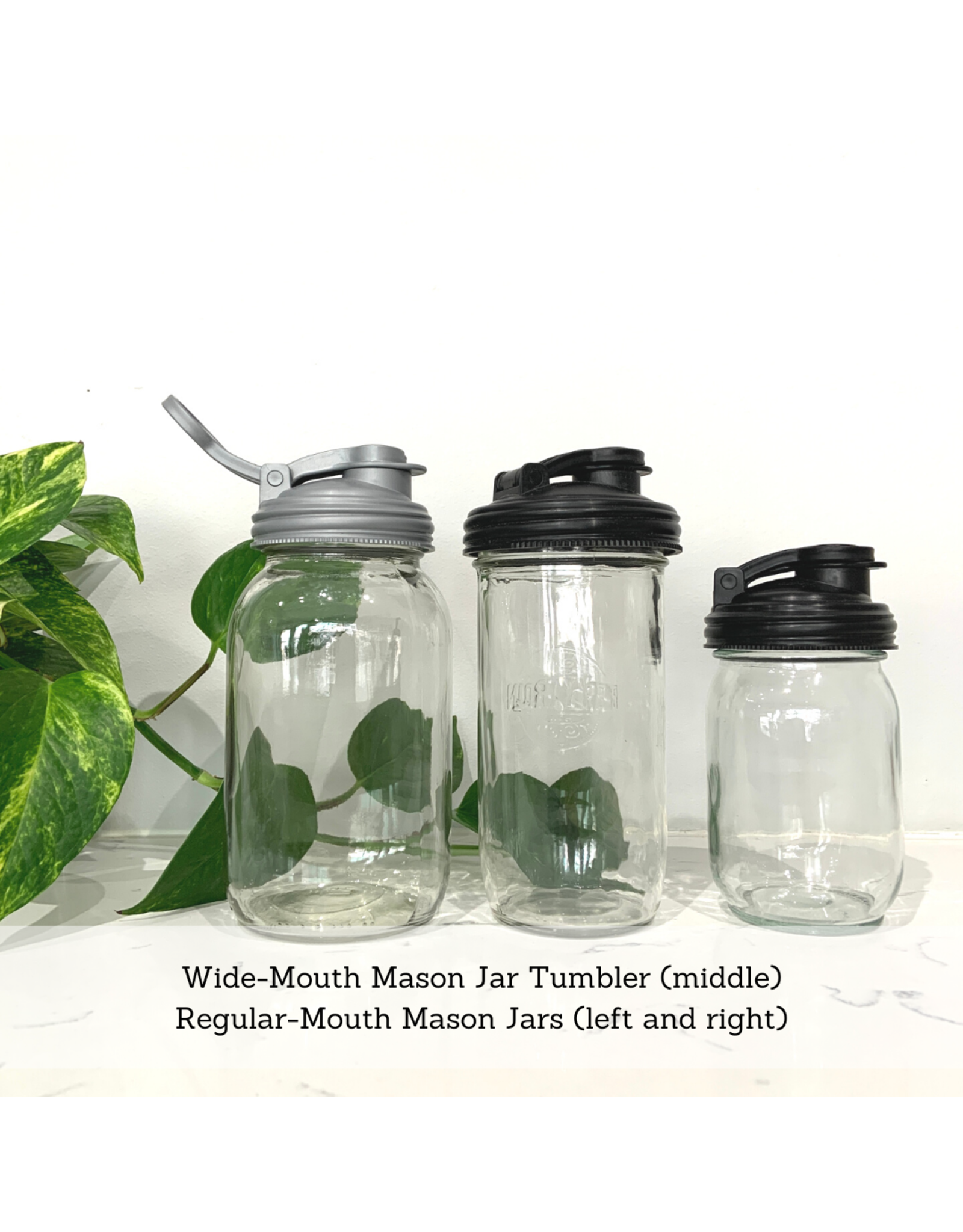EcoFillosophy Empty Wide Mouth Mason Jar Tumbler with Lid