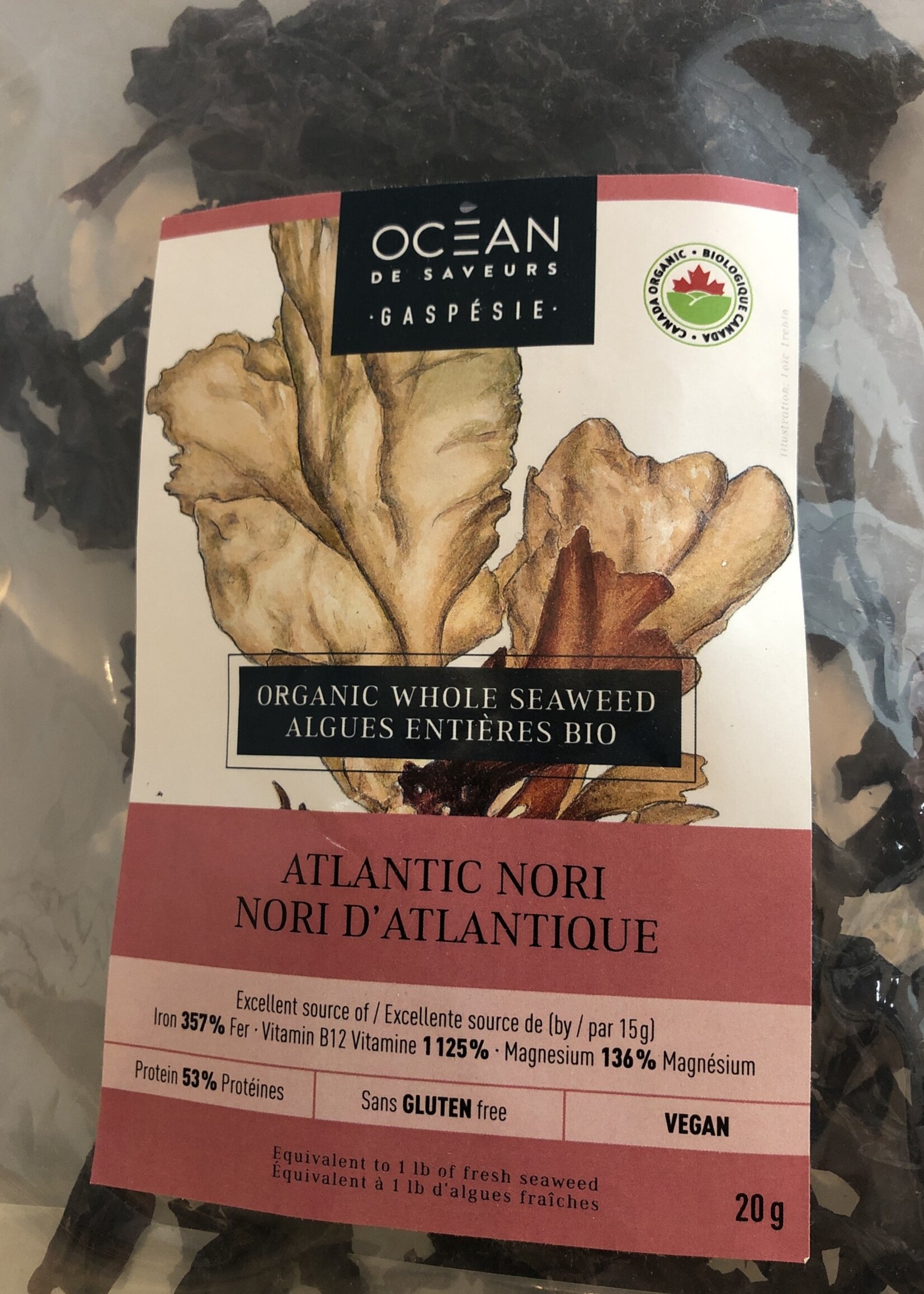 Algues Nori d'Atlantique - Bio et Pêche durable - Gaspésie - Certifié biologique par Ecocert Canada