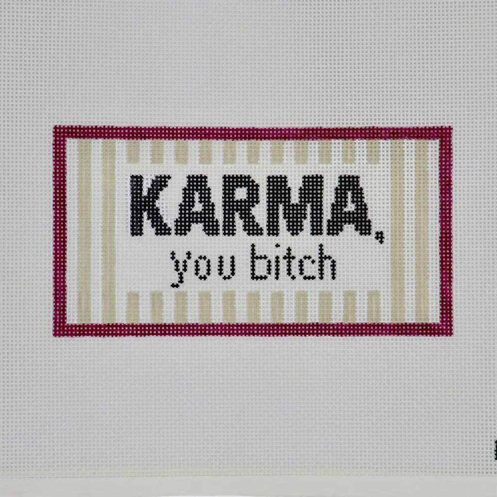 Cabell Stitchery CABELL STITCHERY Needlepoint Pillow Karma You Bitch