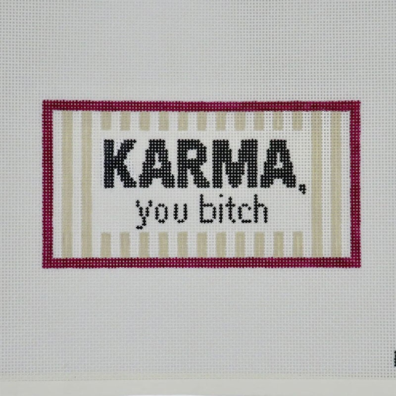 Cabell Stitchery CABELL STITCHERY Needlepoint Pillow  Karma You Bitch