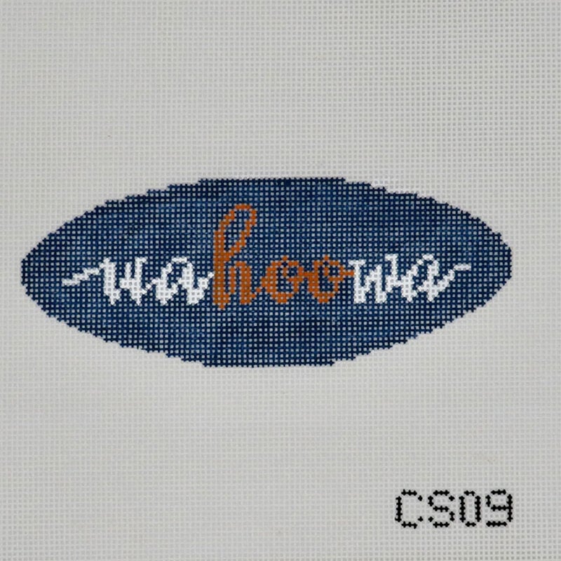 Cabell Stitchery CABELL STITCHERY Needlepoint Ornament  Wahoowa Cursive  Oval