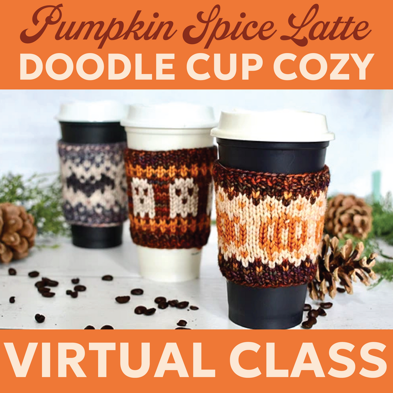 Magpie Knits Magpie Knits Pumpkin Spice Latte Doodle Cup Cozy VIRTUAL