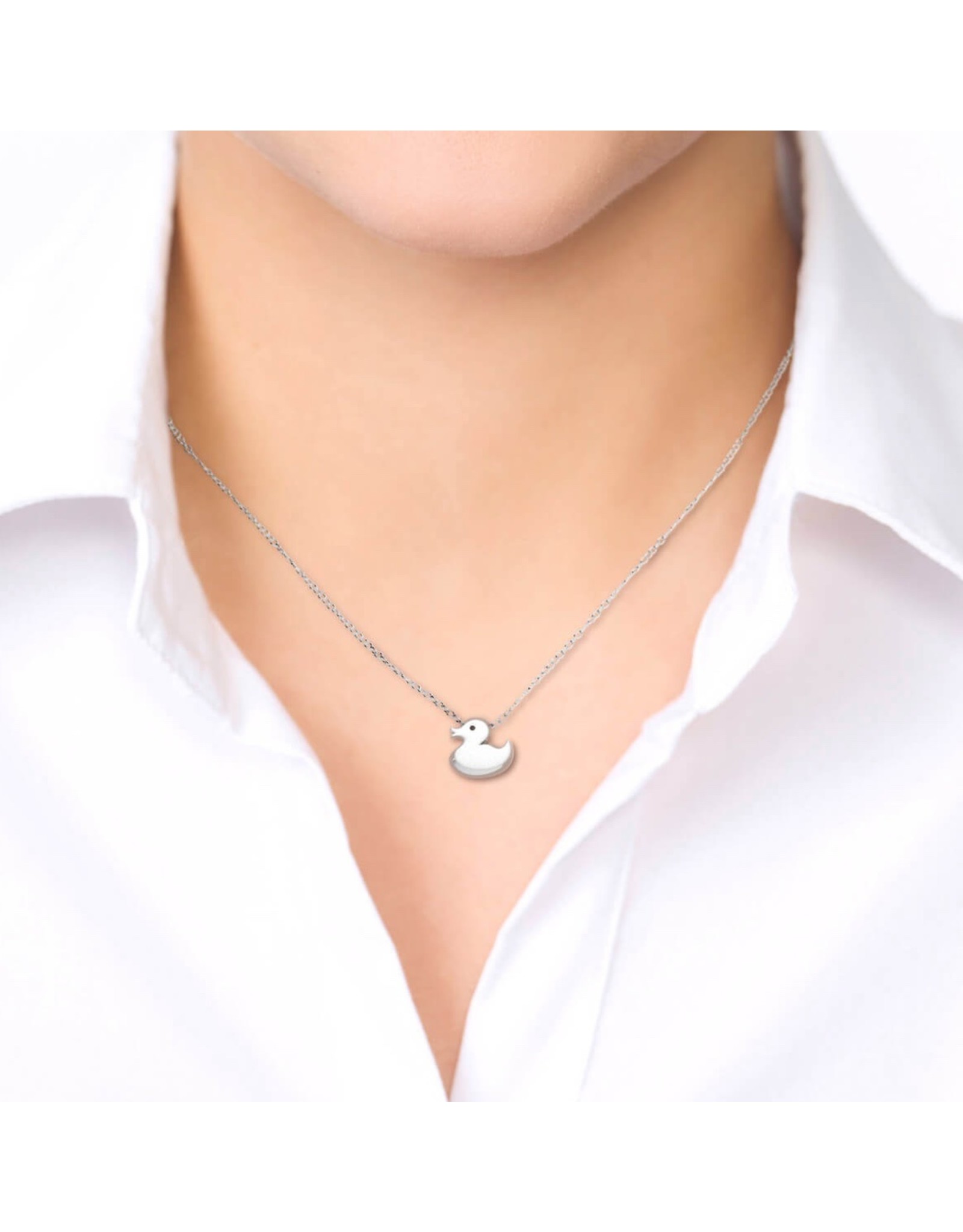 Rubber Duck Pendant & Chain - Silver