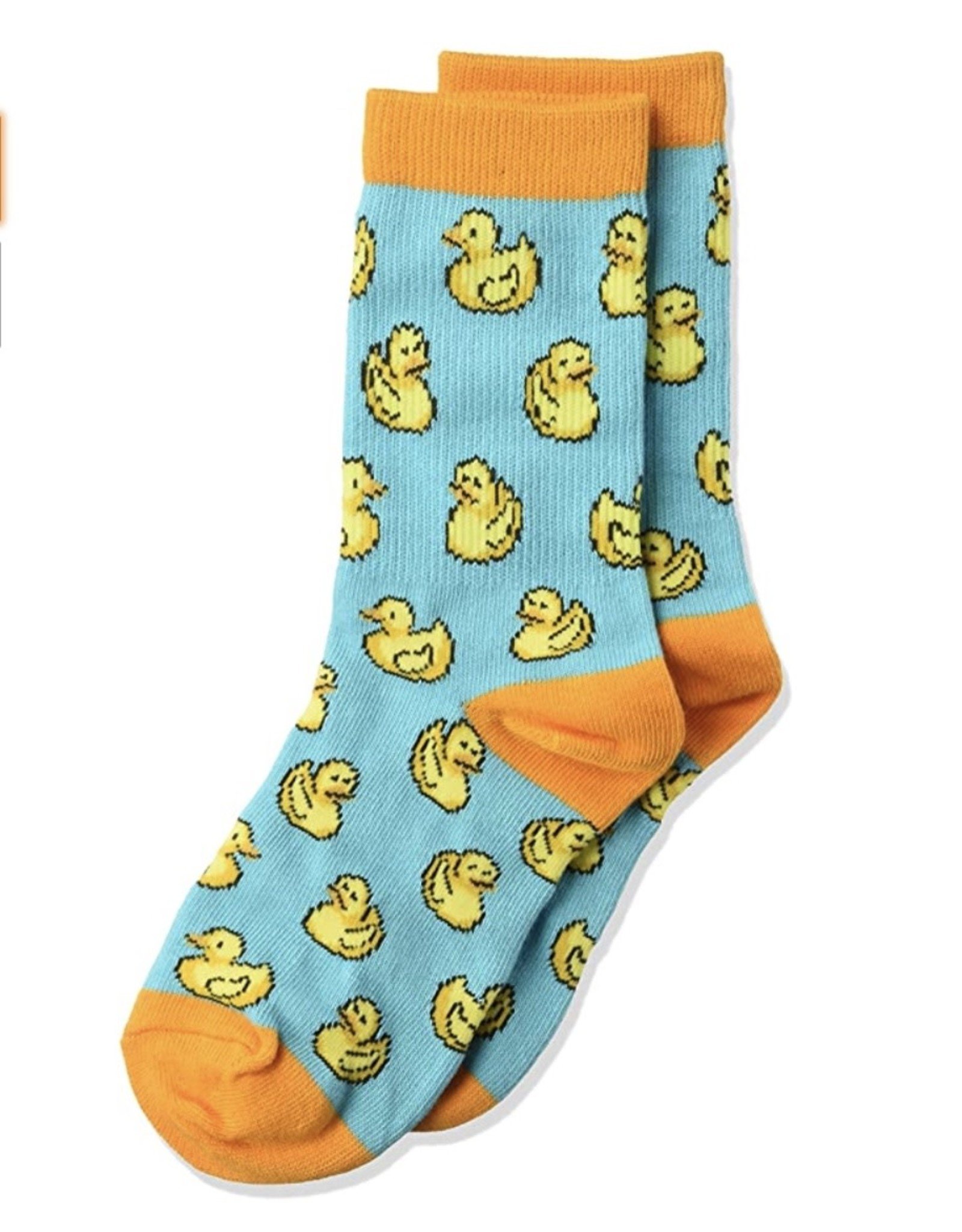 Kids Rubber Duck Crew Socks, Orange Heel