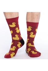 Good Luck Duck  Chaussettes hommes : rouge avec canard jaune Good Luck Duck  Chaussettes hommes : rouge avec canard jaune