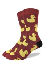 Good Luck Duck  Chaussettes hommes : rouge avec canard jaune Good Luck Duck  Chaussettes hommes : rouge avec canard jaune