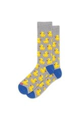Men's Socks, Grey with Yellow Ducks