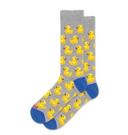 Men's Socks, Grey with Yellow Ducks