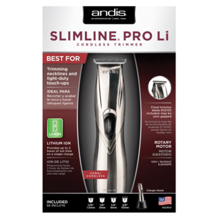 Andis Andis Slimline Pro Li Cordless Trimmer Silver & Guides D-8