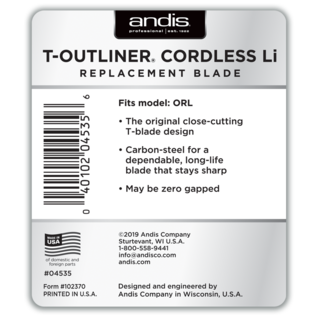 Andis Andis T-Outliner Cordless Li Carbon Steel Trimmer T-Blade ORL