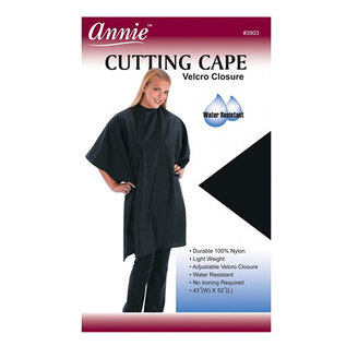 Annie Annie Cutting Styling Cape Nylon Self Fastener 45"x52" Black 3903
