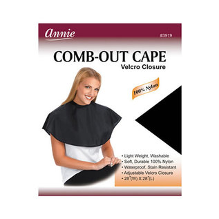 Annie Annie Comb-Out Cape Nylon Velcro Closure 28"x28" Black 3919