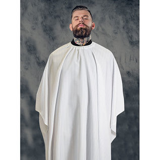 Barber Strong Barber Strong Cape NanoShield Polyester Hook Closure White | Black Pinstripe 54"x64"