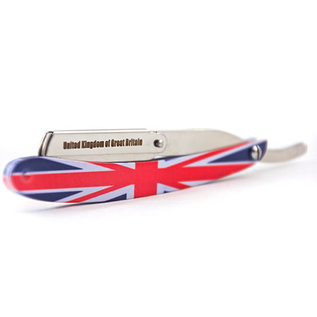 MD Barber MD Barber Shaving Straight Razor with 100 Blades Butterfly Swing Lock UK Flag