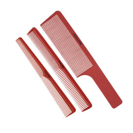 BabylissPRO BabylissPRO Barberology Set of 3 Barber Combs Clipper/Cutting/Taper Red