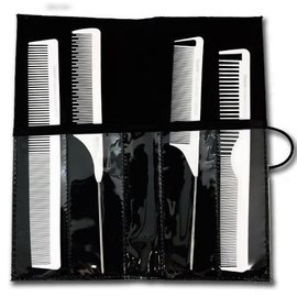 Oubon Oubon 4pc Carbon Comb Set with Sturdy Case Heat Resistant Anti-Static White