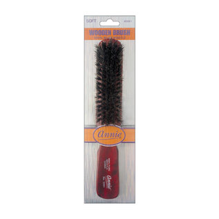 Annie Annie Wooden Club Wave Brush 100% Soft Boar Bristles Long Handle 2091