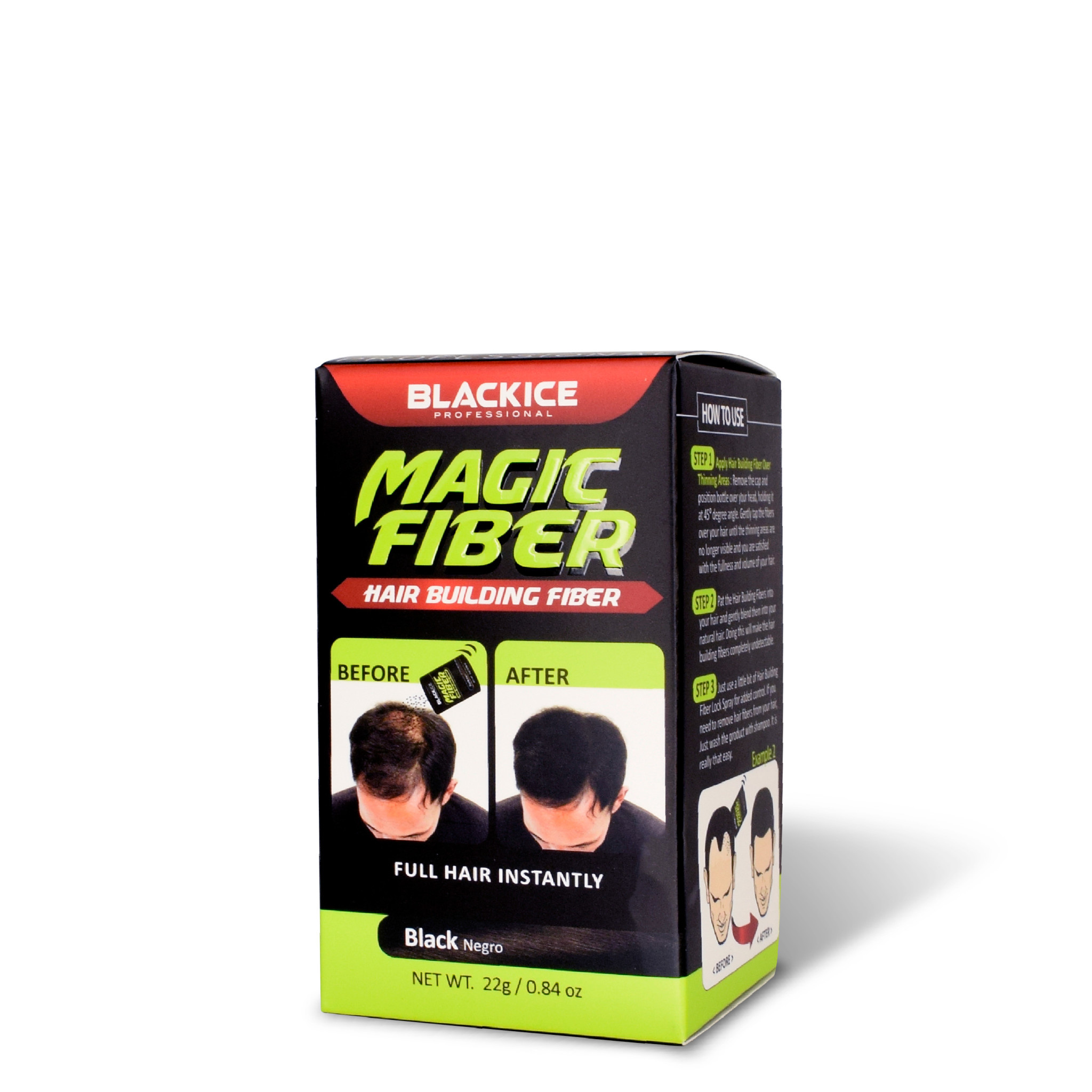 Black Ice Hair Building Magic Fiber w/ Applicator Black
