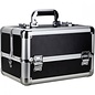 Smooth Cosmetic Makeup Hard Case w/ Dividers & Extendable Trays Black