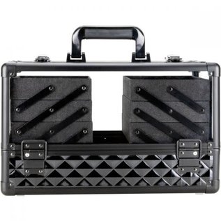 Diamond Patterned Armored Acrylic Beauty Makeup Hard Case 6 Tiers