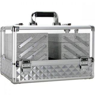 Diamond Patterned Armored Acrylic Beauty Makeup Hard Case 6 Tiers