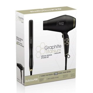 BabylissPRO BabylissPRO Graphite Titanium 1" Ionic Flat Iron & Ionic Hair Dryer BGTPP2UC