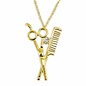 MD Barber Shear & Comb Necklace Gold