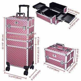 Byootique Byootique 4-in-1 Rolling Beauty Makeup Hard Case Cosmetic Trolley Organizer Lockable