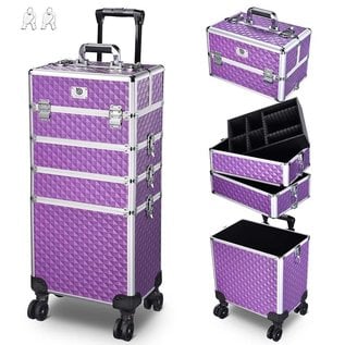 Byootique Byootique 4-in-1 Rolling Beauty Makeup Hard Case Cosmetic Trolley Organizer Lockable