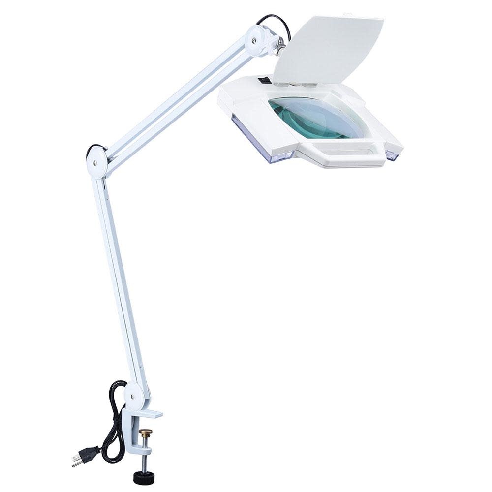 LED Magnifying Magnifier Glass with Light on Stand Clamp Arm Hands