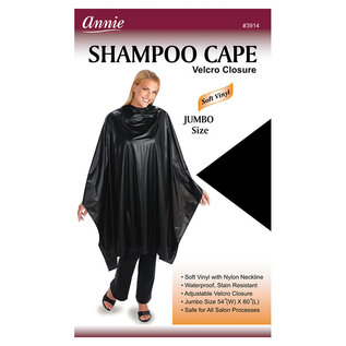 Annie Annie Shampoo Cape Soft Vinyl Self Fastener Closure Black Jumbo 54"x60" 3914
