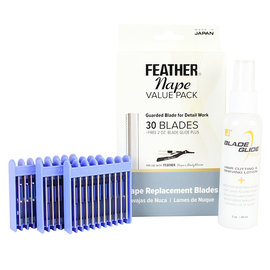 Feather Feather Replacement Nape Value Pack Blades 30pcs + 2oz Blade Glide Plus