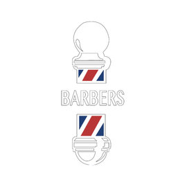 BarberMate BarberMate Modern "Barber" Barber Pole Blue & Red Decal 11-1/2"W x 22"H