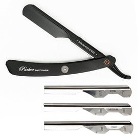 Parker Parker Shaving Straight Barber Razor Adjustable Sliding Tray Black