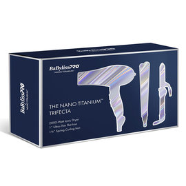BabylissPRO BabylissPRO Nano Titanium Trifecta 2000w Hair Blow Dryer, 1" Flat Iron & 1-1/4" Curling Iron