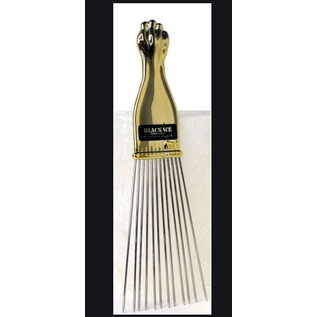 Black Ice Black Ice Signature Series Gold Fist Handle Wide Styling Metal Pick Comb