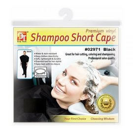 Beauty Town Beauty Town Shampoo Short Comb Out Cape Vinyl Tie Closure Black   02971