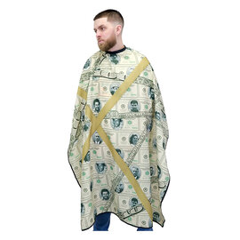 King Midas King Midas Barber Styling Cutting "Boss Money Green" Cape Elastic Neck Hook Closure