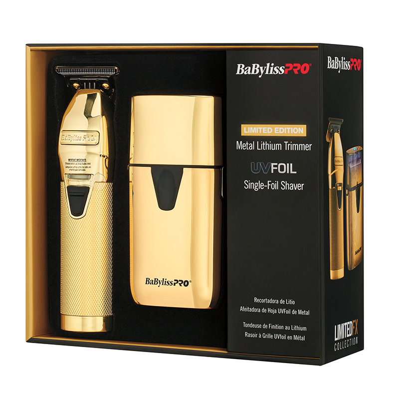 BaBylissPRO Gold Trimmer & Double Foil Shaver Gift Set – FXDUOFS2TG (NEW)