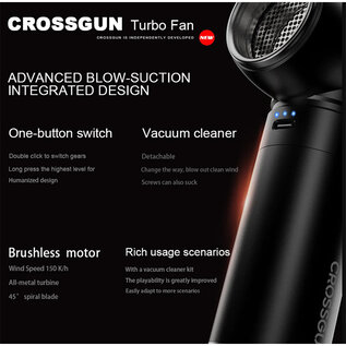 CrossGun CrossGun Turbo Fan Mini Air Duster &  Blower Cleaner Black BS380FB1