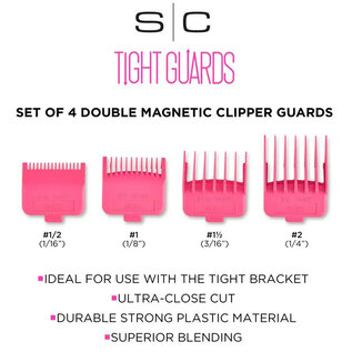 Gamma+ StyleCraft Tight Guards Double Magnetic Clipper Attachment Guides Pink 4pcs